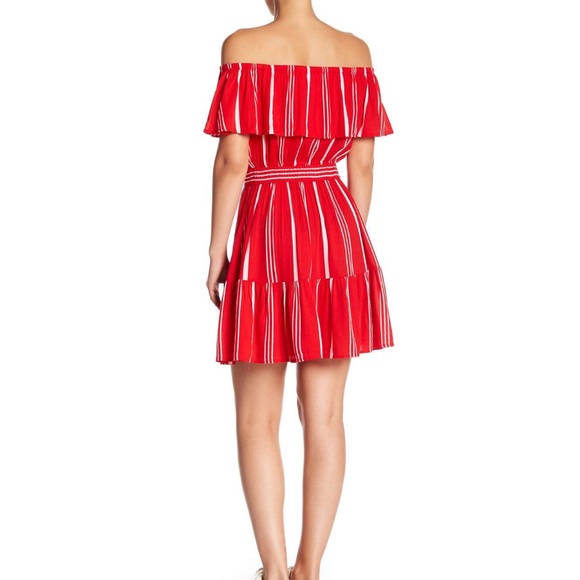 Abound Off the Shoulder Red Striped Dress - Picture 3 of 4